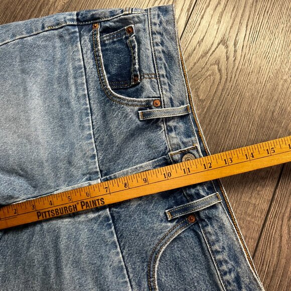 Levis 501 Denim Jean Shorts Cut and‎ Sew 32 " High Waisted - Picture 9 of 10
